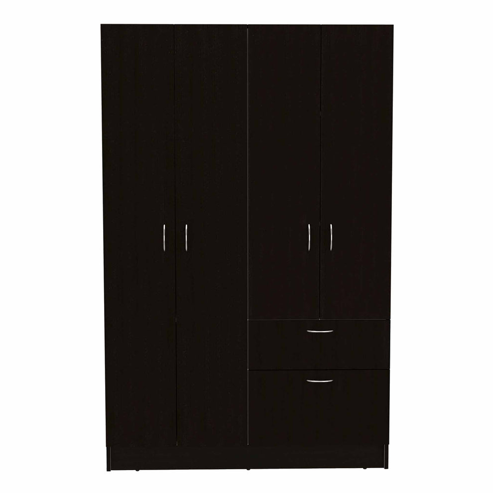 Black and White Tall Four Door Closet By Homeroots | Armoires & Wardrobes | Modishstore - 2