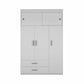 White Tall Three Door Closet with Sliding Doors By Homeroots | Armoires & Wardrobes | Modishstore - 2