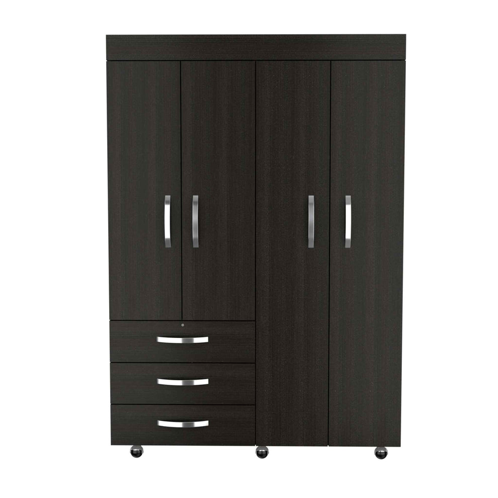 Black Tall Four Door Closet Wardrobe By Homeroots | Armoires & Wardrobes | Modishstore - 2
