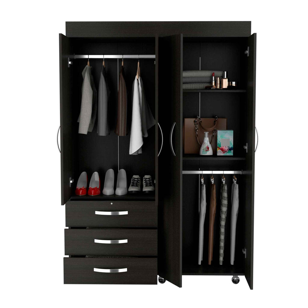 Black Tall Four Door Closet Wardrobe By Homeroots | Armoires & Wardrobes | Modishstore - 5