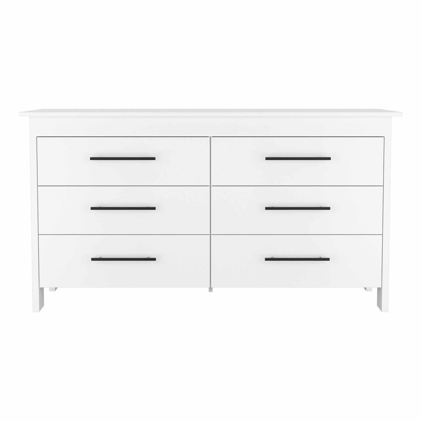 58" White Six Drawer Double Dresser By Homeroots | Dressers | Modishstore - 2