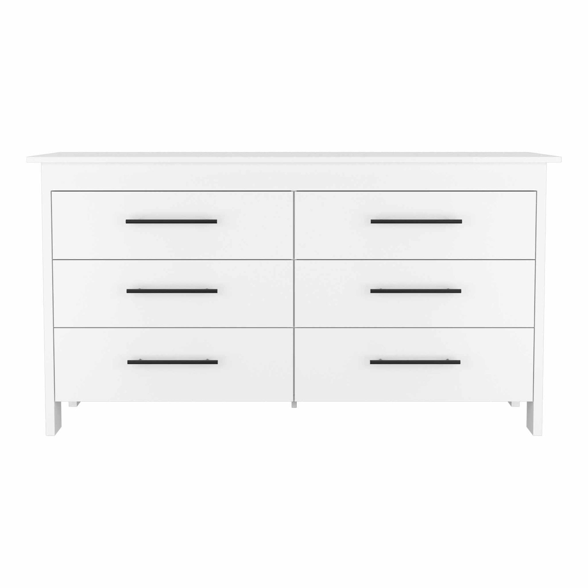 58" White Six Drawer Double Dresser By Homeroots | Dressers | Modishstore - 2
