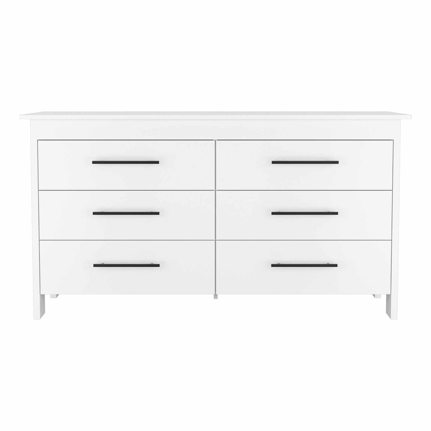 58" White Six Drawer Double Dresser By Homeroots | Dressers | Modishstore - 2