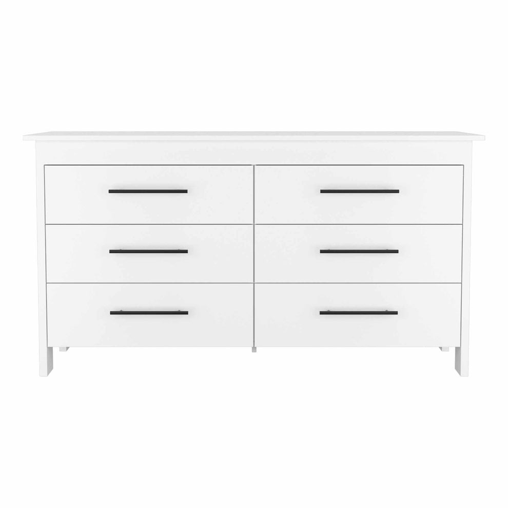 58" White Six Drawer Double Dresser By Homeroots | Dressers | Modishstore - 2