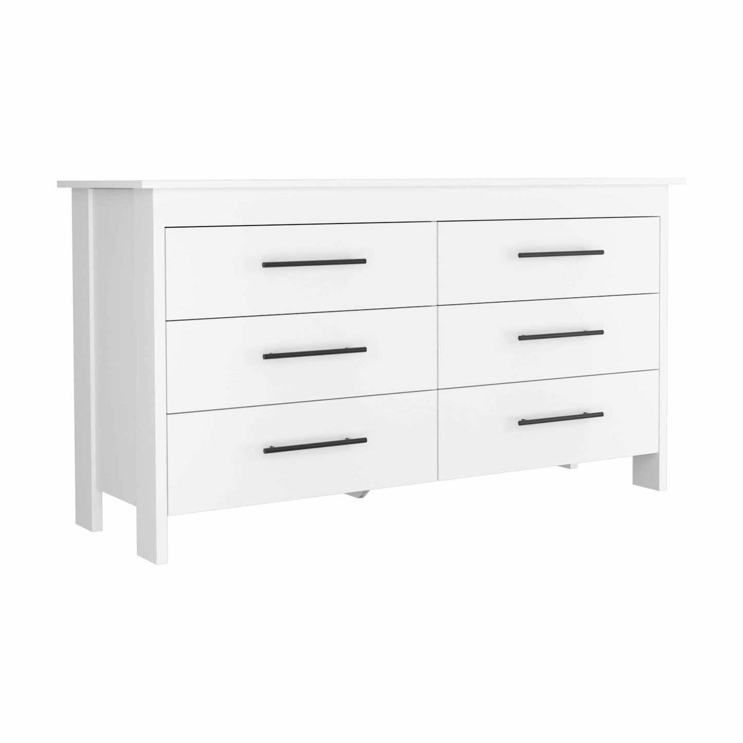58" White Six Drawer Double Dresser By Homeroots | Dressers | Modishstore - 6