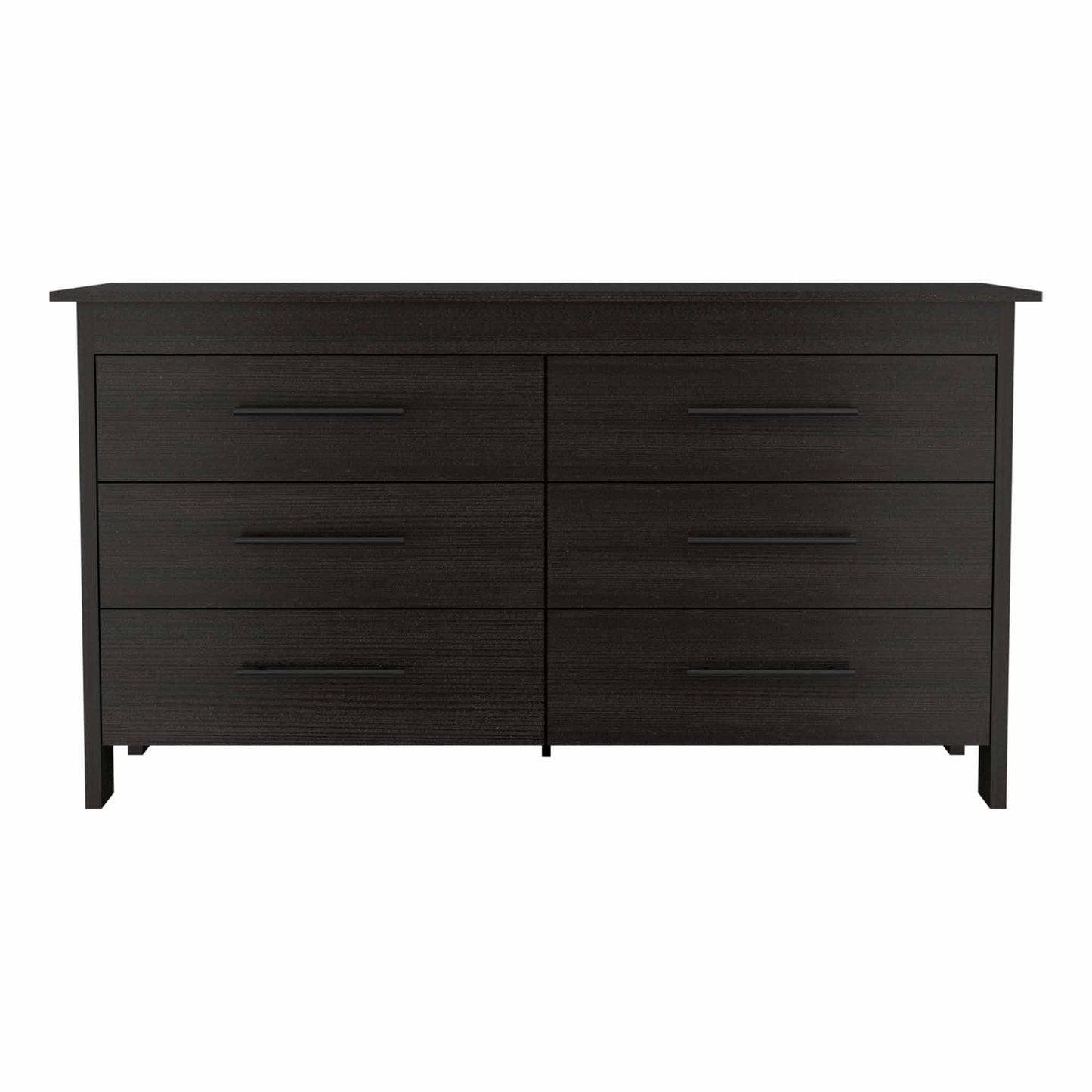 58" Black Six Drawer Double Dresser By Homeroots | Dressers | Modishstore - 2