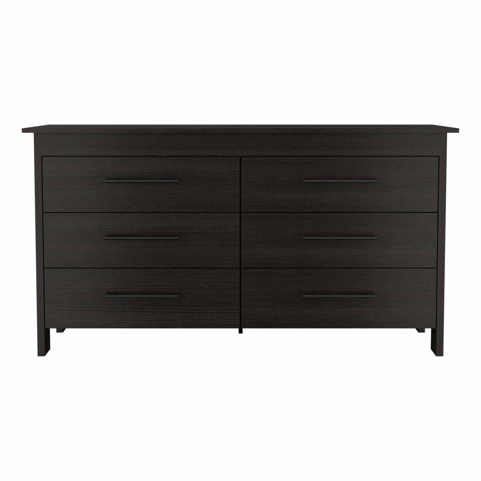 58" Black Six Drawer Double Dresser By Homeroots | Dressers | Modishstore - 2