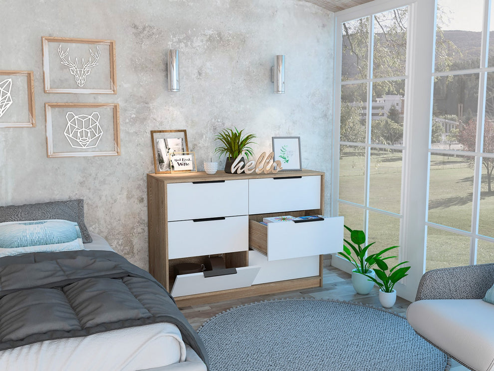 Modern Rustic White And Natural Dresser By Homeroots | Dressers | Modishstore - 3