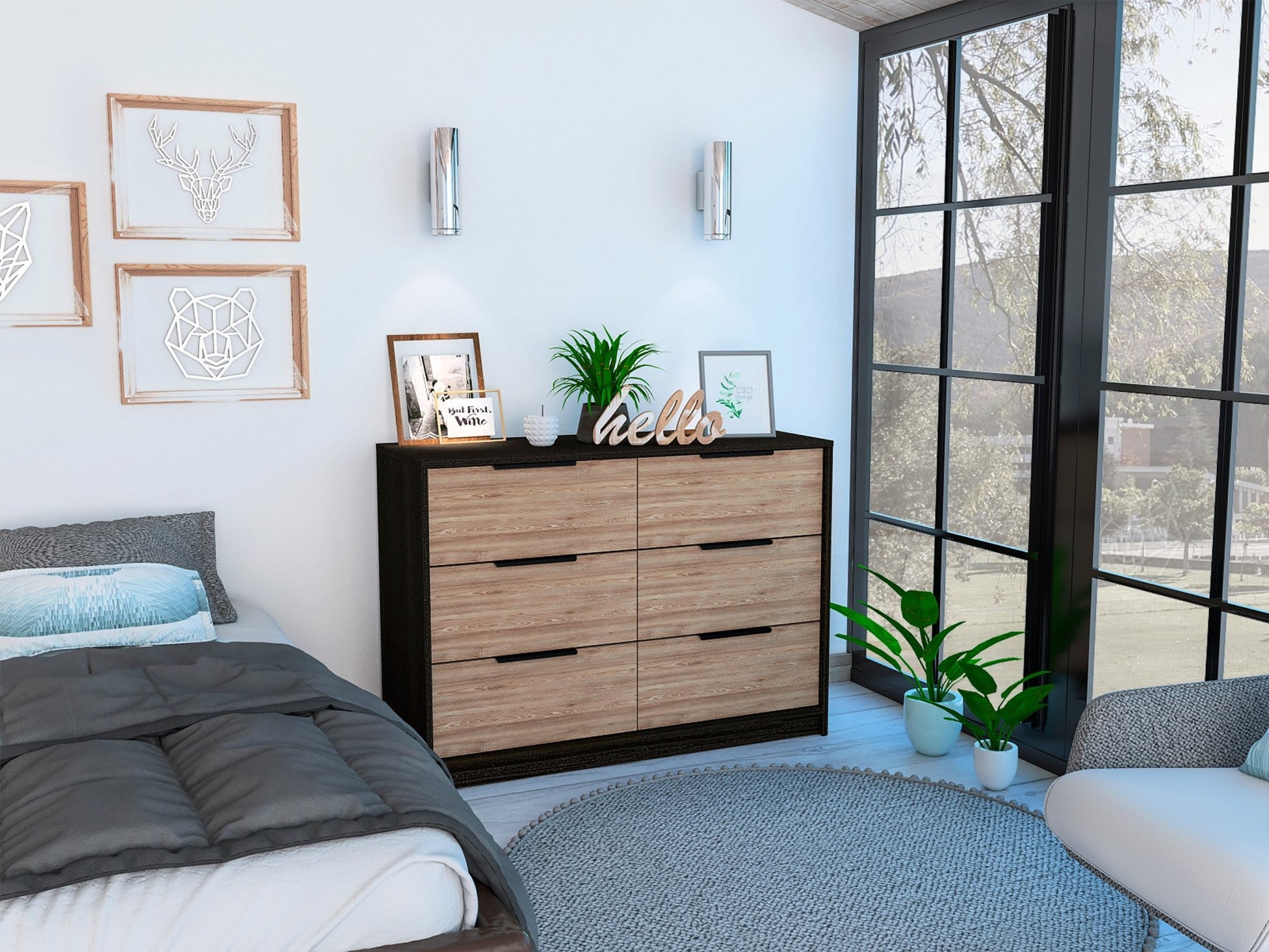 Modern Rustic Black And Natural Dresser By Homeroots | Dressers | Modishstore