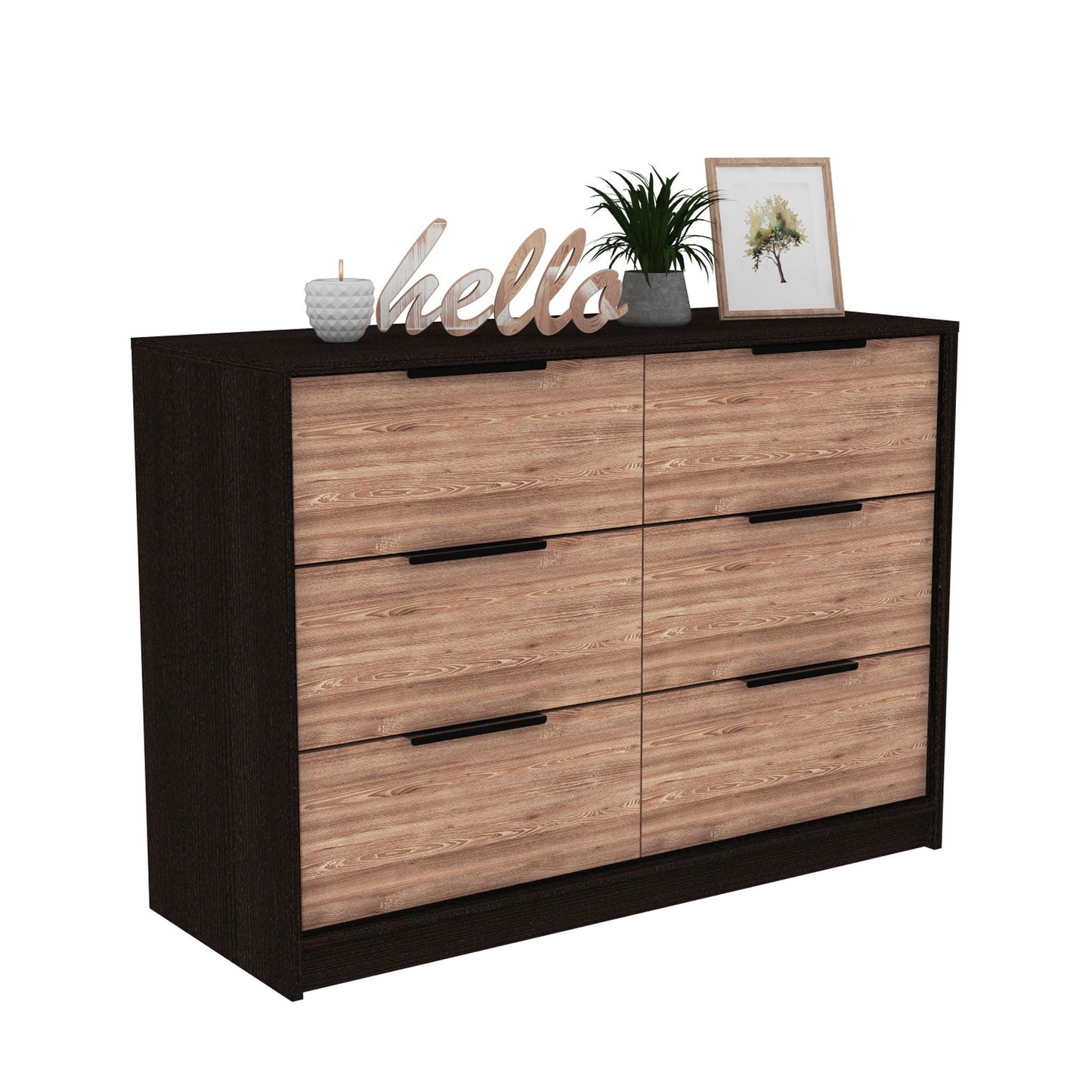 Modern Rustic Black And Natural Dresser By Homeroots | Dressers | Modishstore - 2