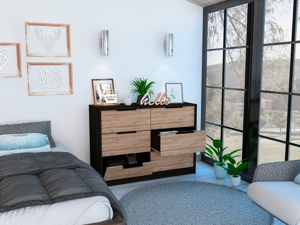 Modern Rustic Black And Natural Dresser By Homeroots | Dressers | Modishstore - 4