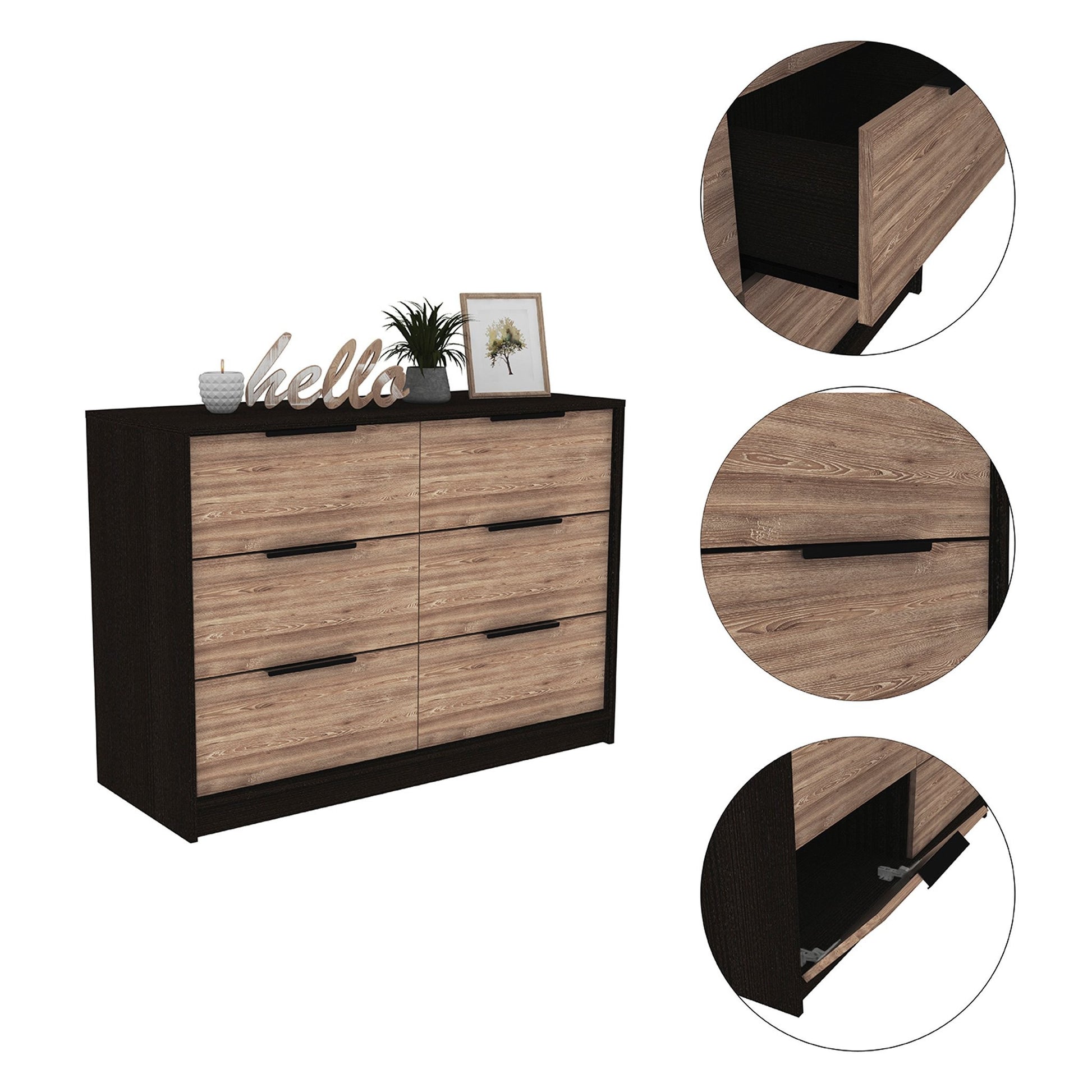 Modern Rustic Black And Natural Dresser By Homeroots | Dressers | Modishstore - 5