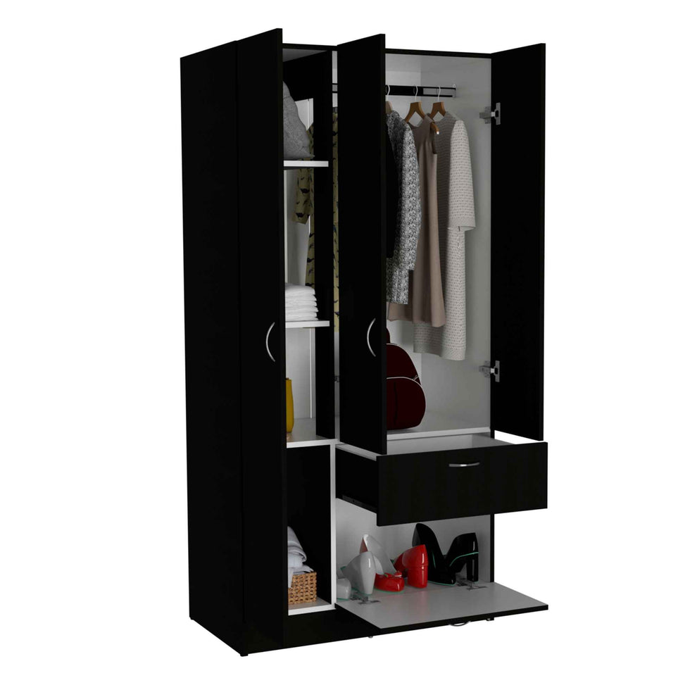 Black And White Three Door Armoire By Homeroots | Armoires & Wardrobes | Modishstore - 4