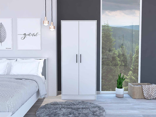 71" White Tall Two Door Closet By Homeroots | Armoires & Wardrobes | Modishstore