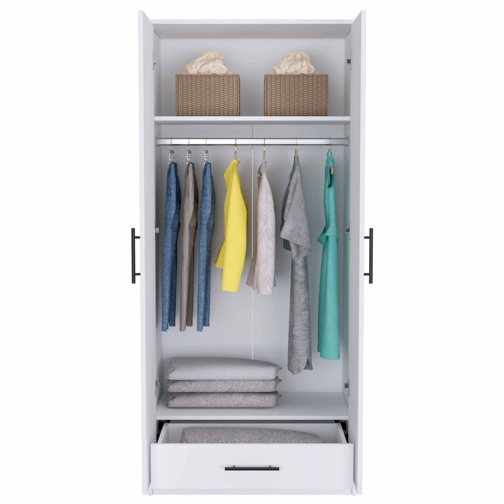 71" White Tall Two Door Closet By Homeroots | Armoires & Wardrobes | Modishstore - 5