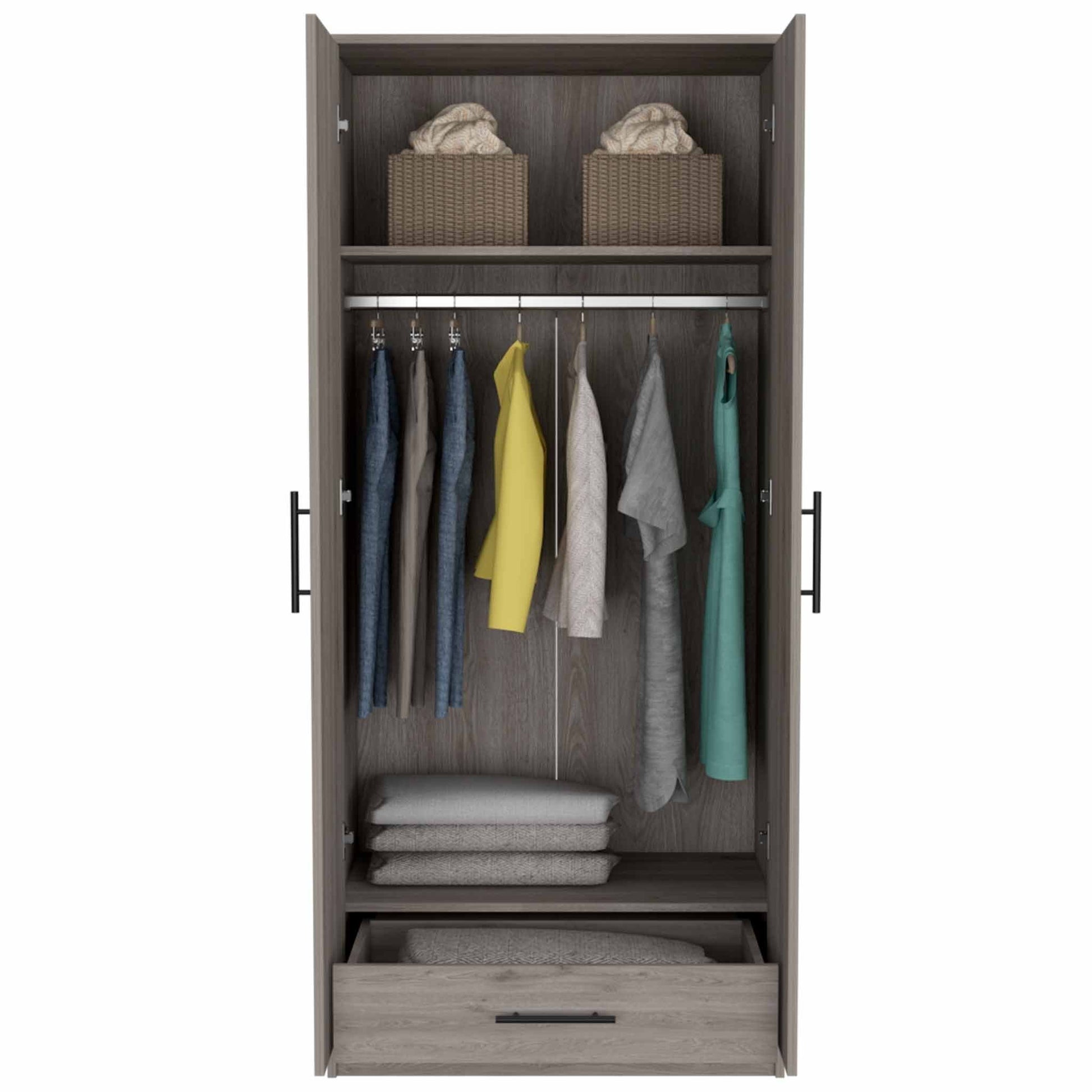 71" Light Gray Tall Two Door Closet By Homeroots | Armoires & Wardrobes | Modishstore - 6