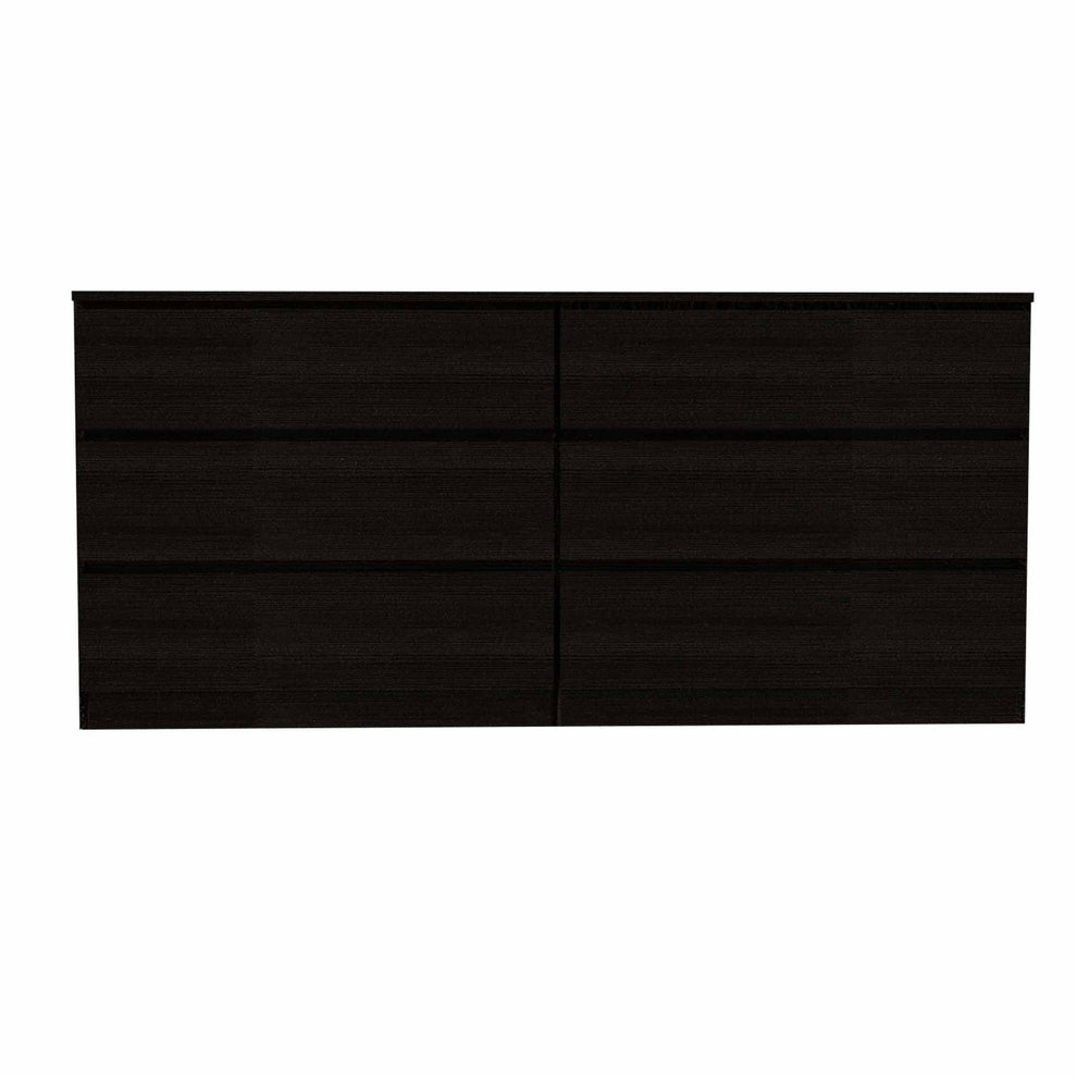 60" Black Six Drawer Double Dresser By Homeroots | Dressers | Modishstore - 2