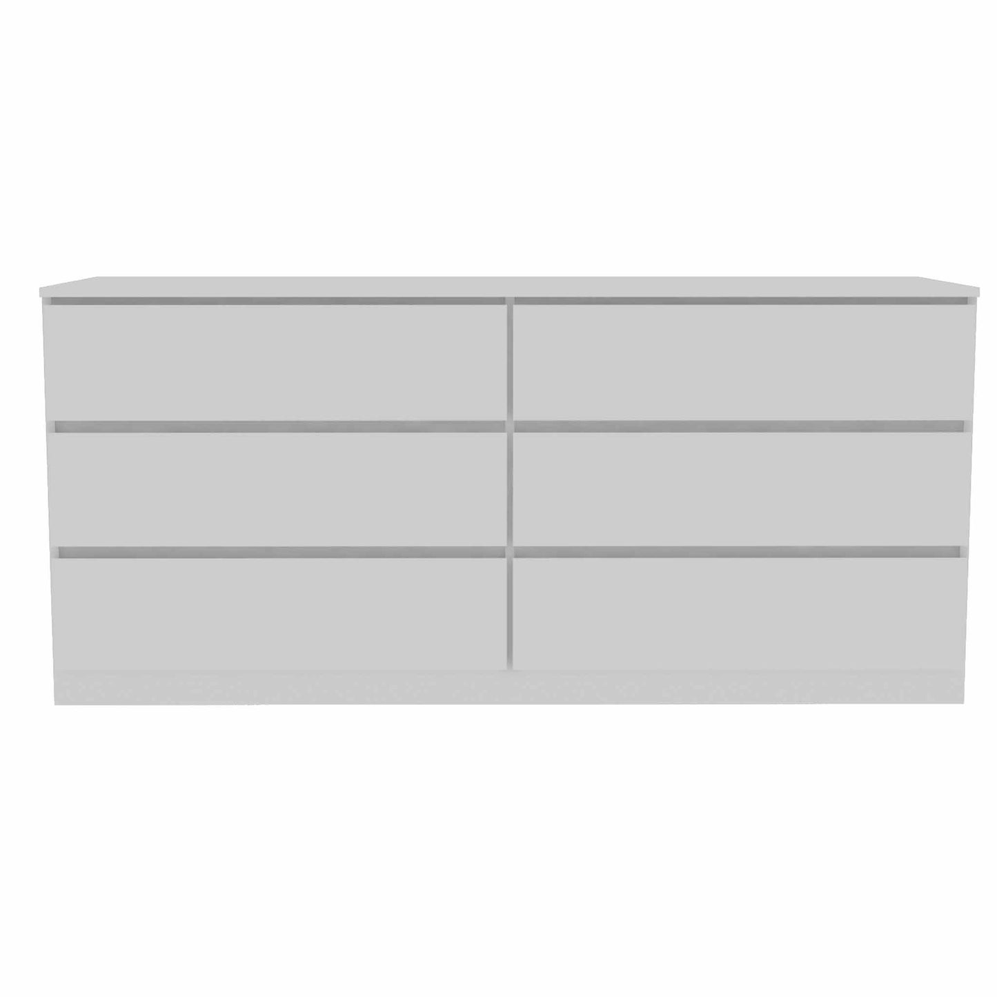 60" White Six Drawer Double Dresser By Homeroots | Dressers | Modishstore - 2