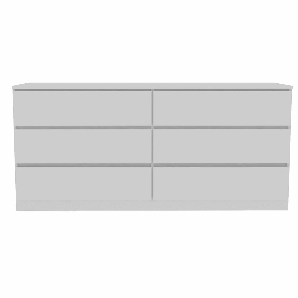 60" White Six Drawer Double Dresser By Homeroots | Dressers | Modishstore - 2