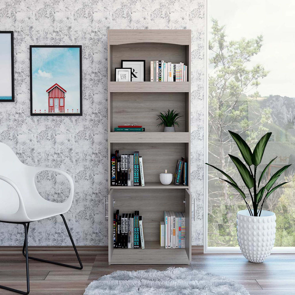 Catarina Light Gray Bookcase Cabinet By Homeroots | Bookcases | Modishstore - 4