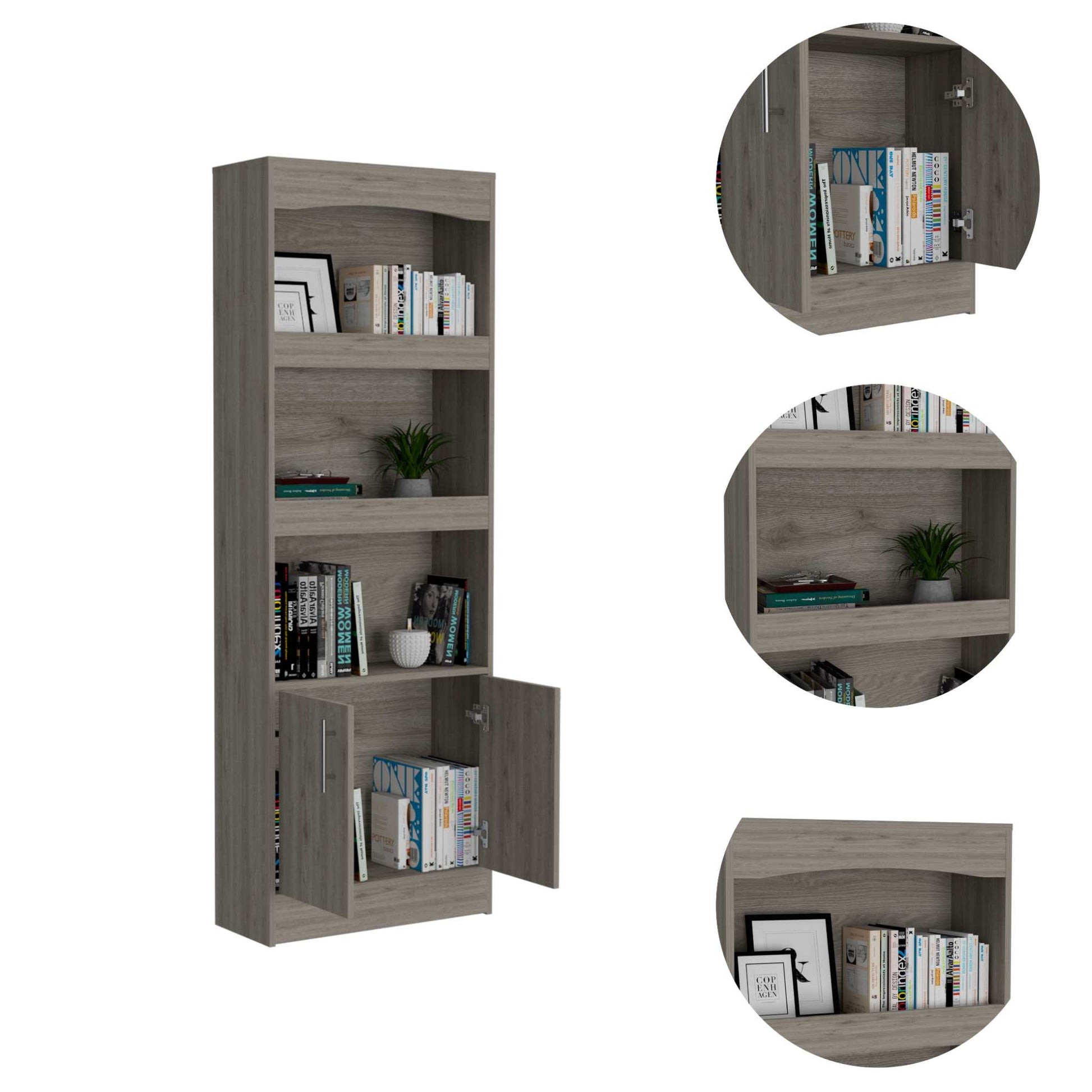 Catarina Light Gray Bookcase Cabinet By Homeroots | Bookcases | Modishstore - 5