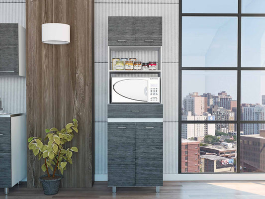 Modern Gray Stria Tall Kitchen Cart By Homeroots | Cabinets | Modishstore