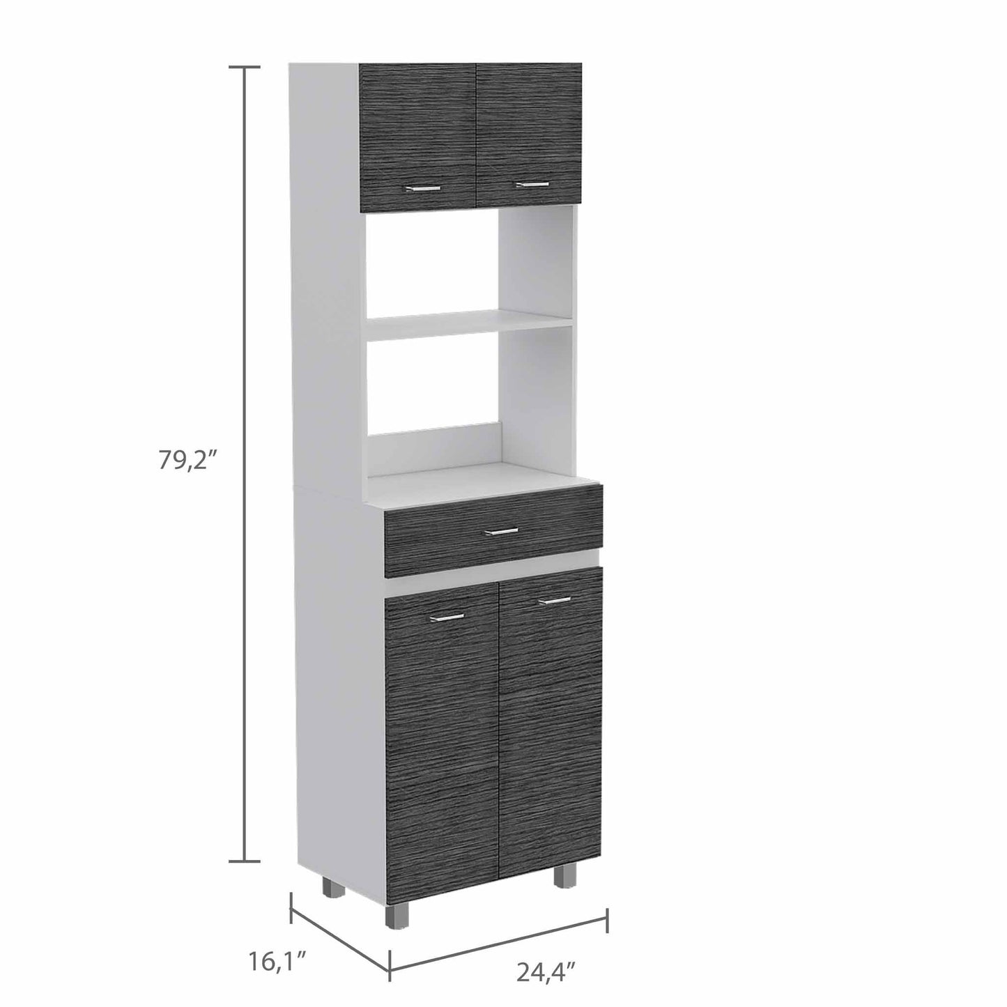 Modern Gray Stria Tall Kitchen Cart By Homeroots | Cabinets | Modishstore - 3