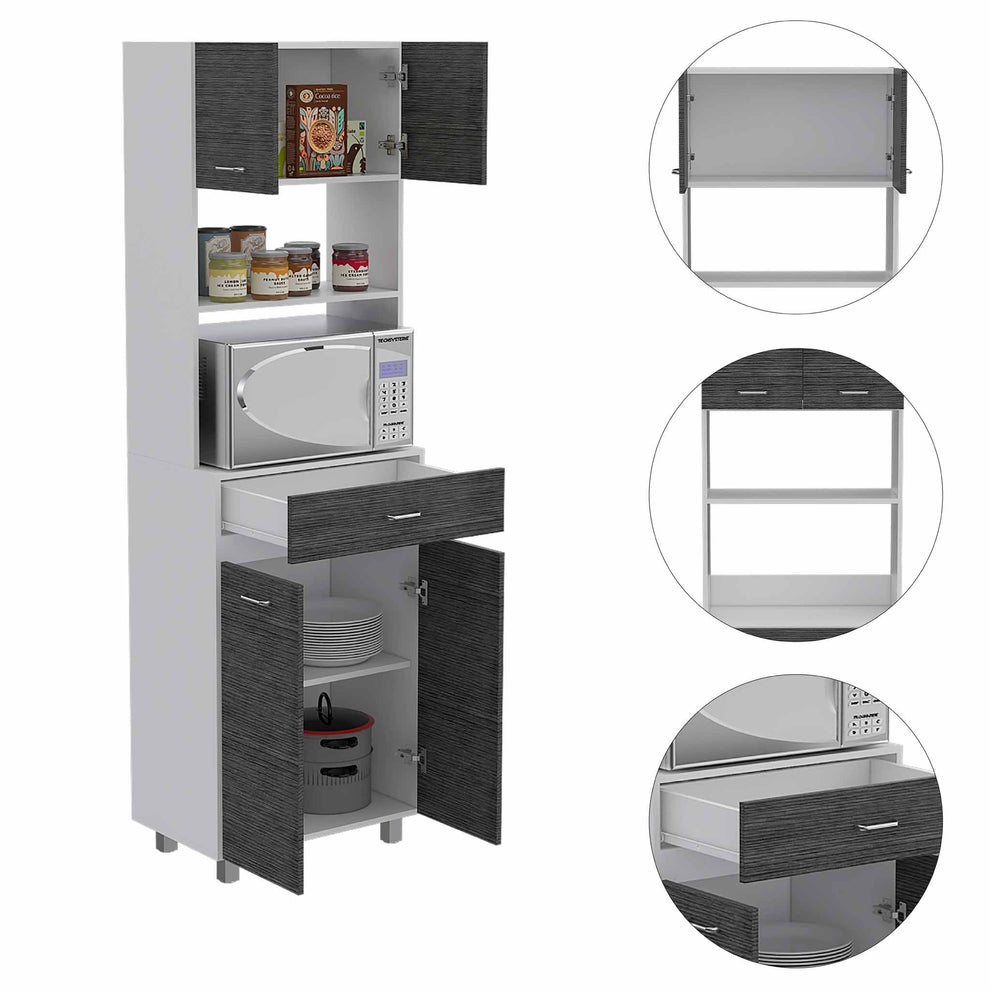 Modern Gray Stria Tall Kitchen Cart By Homeroots | Cabinets | Modishstore - 5