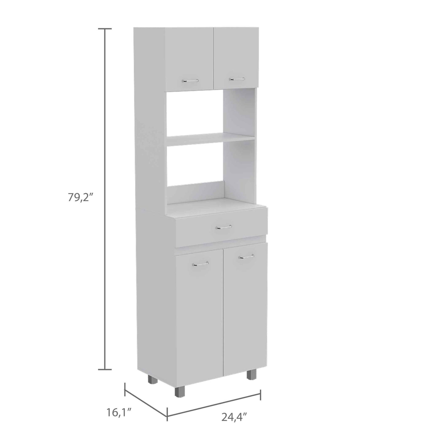 Modern White Stria Tall Kitchen Cart By Homeroots | Cabinets | Modishstore - 3