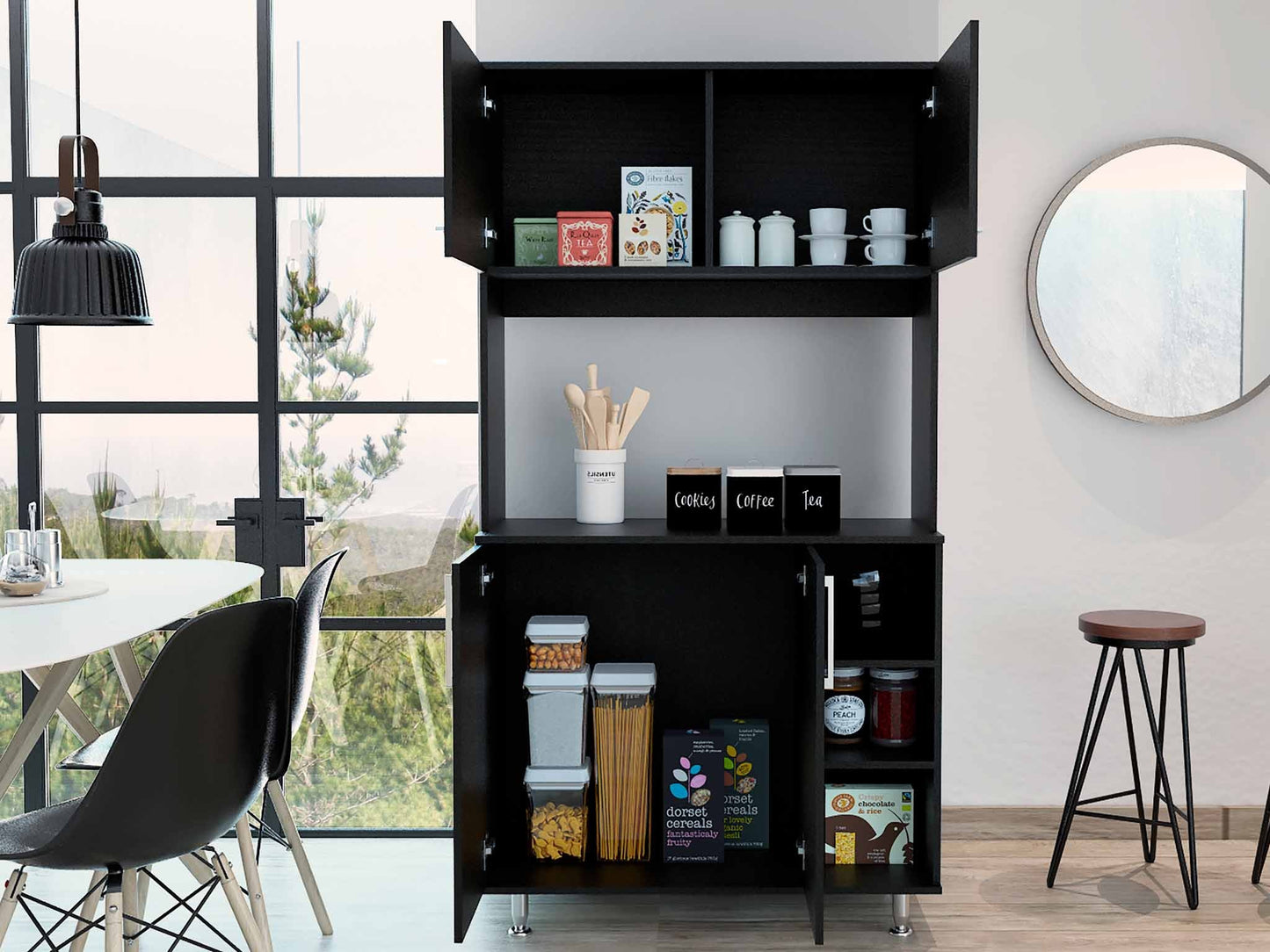 Sedona Black Kitchen Cabinet By Homeroots | Cabinets | Modishstore - 4