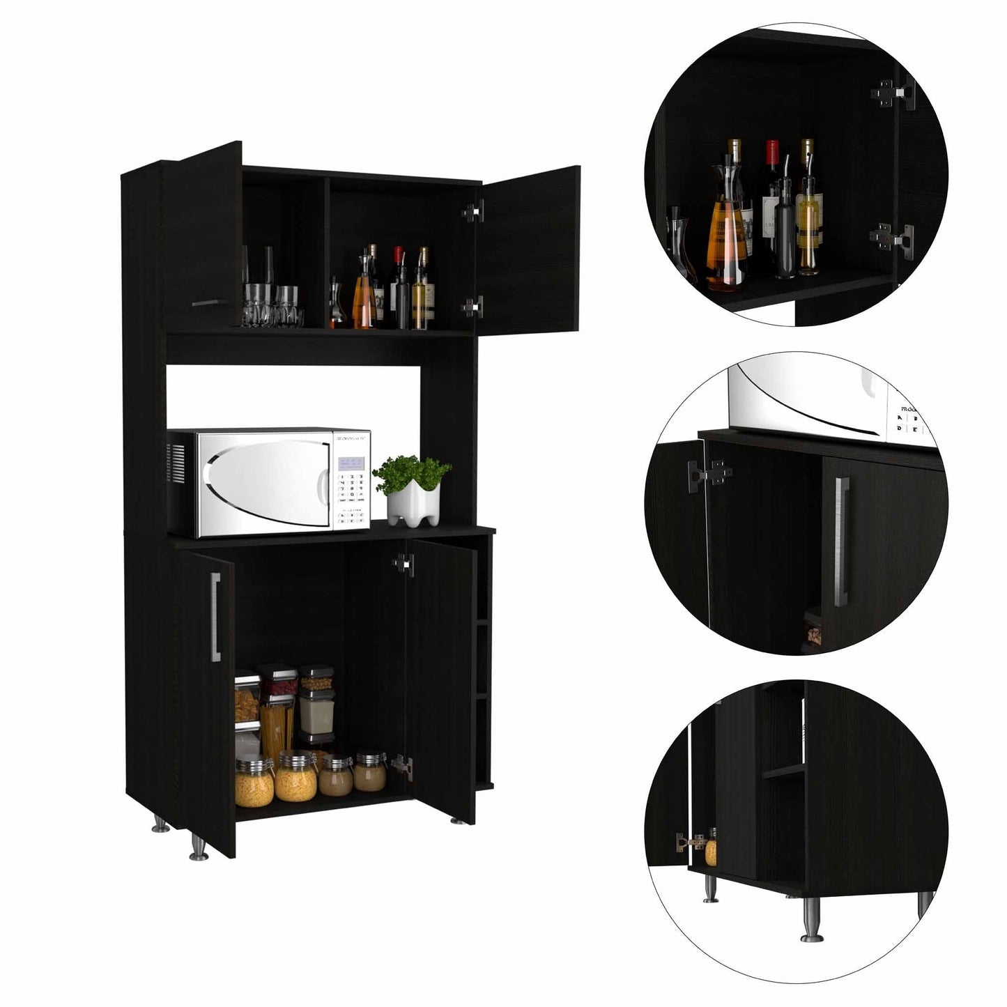 Sedona Black Kitchen Cabinet By Homeroots | Cabinets | Modishstore - 5