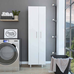 White Versatile Tall Pantry Or Laundry Cabinet By Homeroots