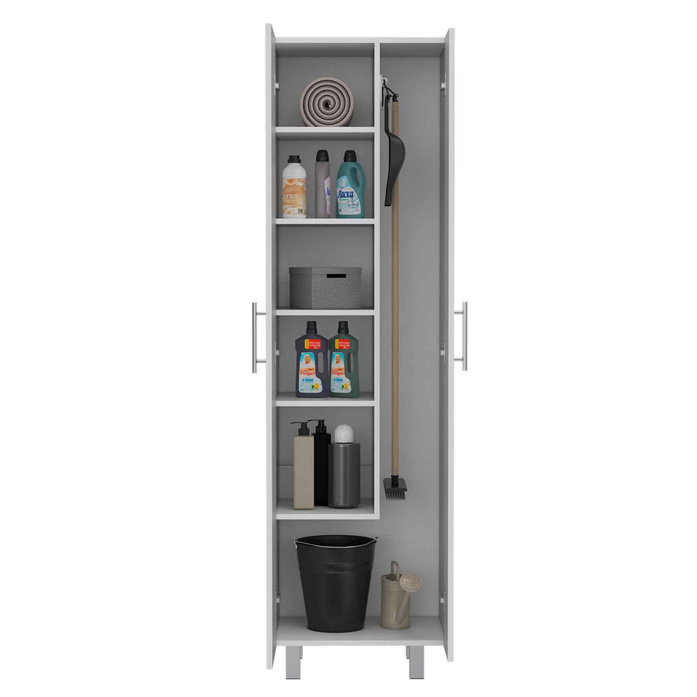 White Versatile Tall Pantry Or Laundry Cabinet By Homeroots | Cabinets | Modishstore - 5