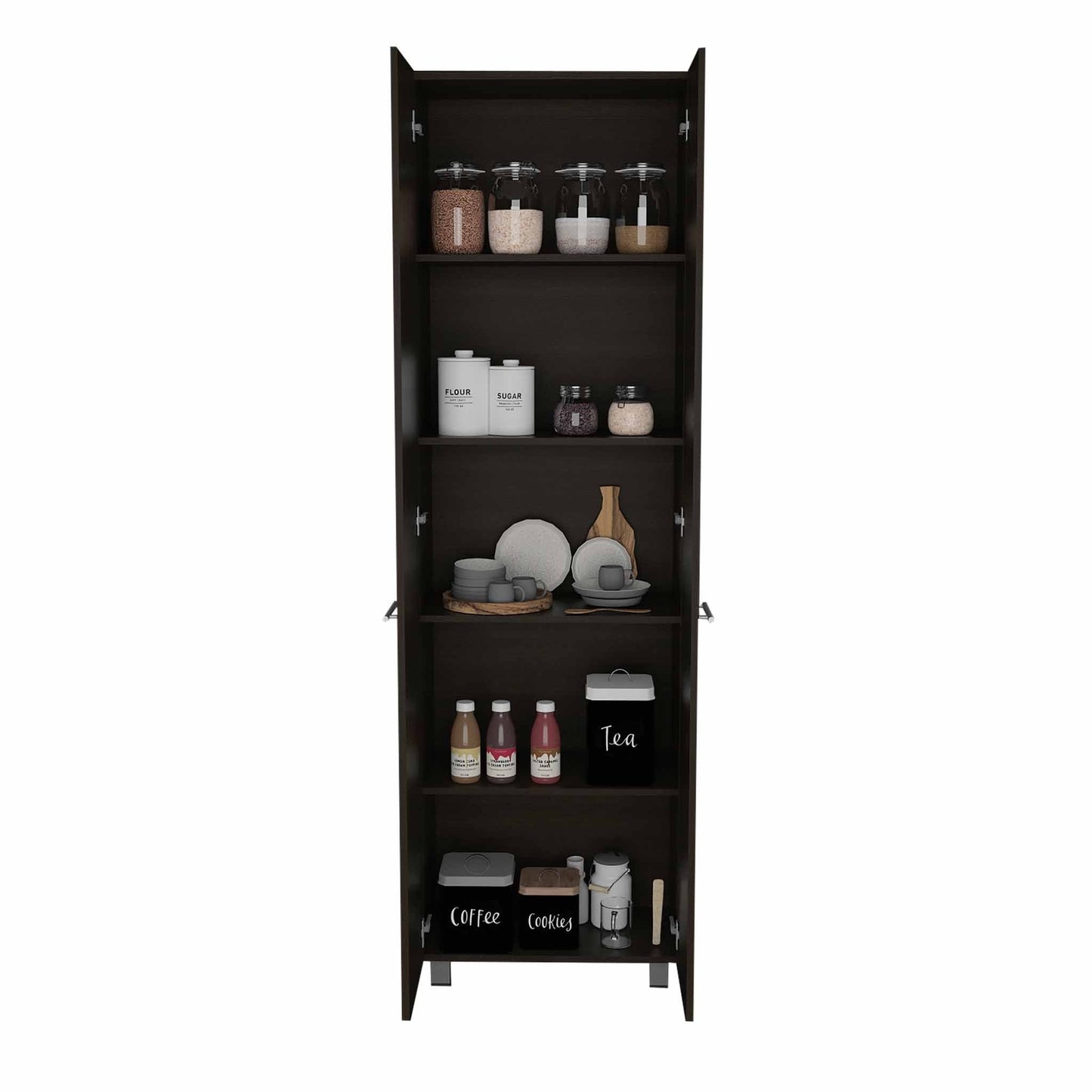 Thea Black Pantry Cabinet By Homeroots | Cabinets | Modishstore - 6