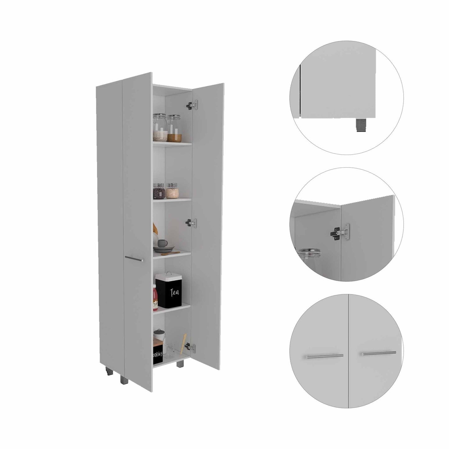 Thea Black Pantry Cabinet By Homeroots | Cabinets | Modishstore - 11