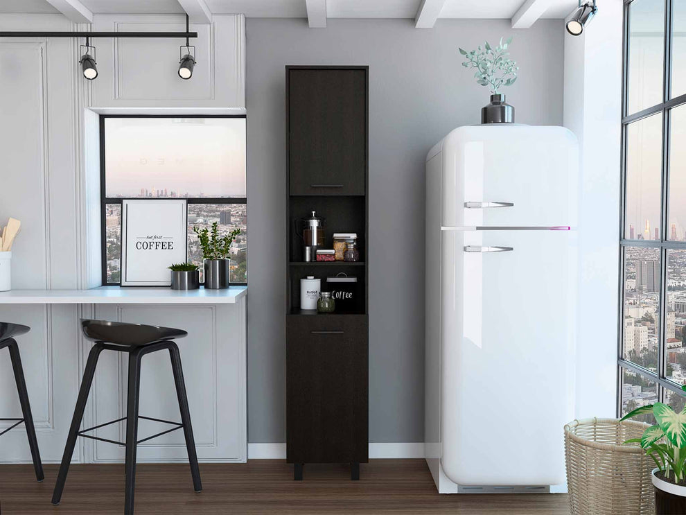 Black Sleek And Tall Pantry Cabinet By Homeroots | Cabinets | Modishstore
