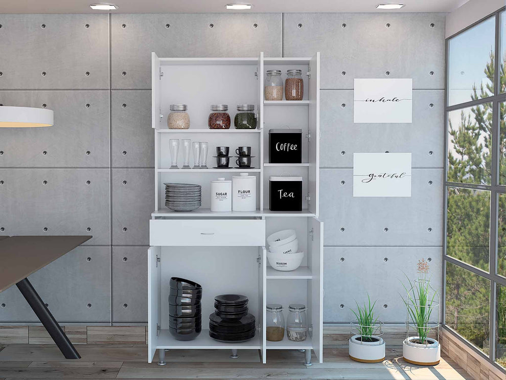 Milano White Pantry Cabinet By Homeroots | Cabinets | Modishstore - 4