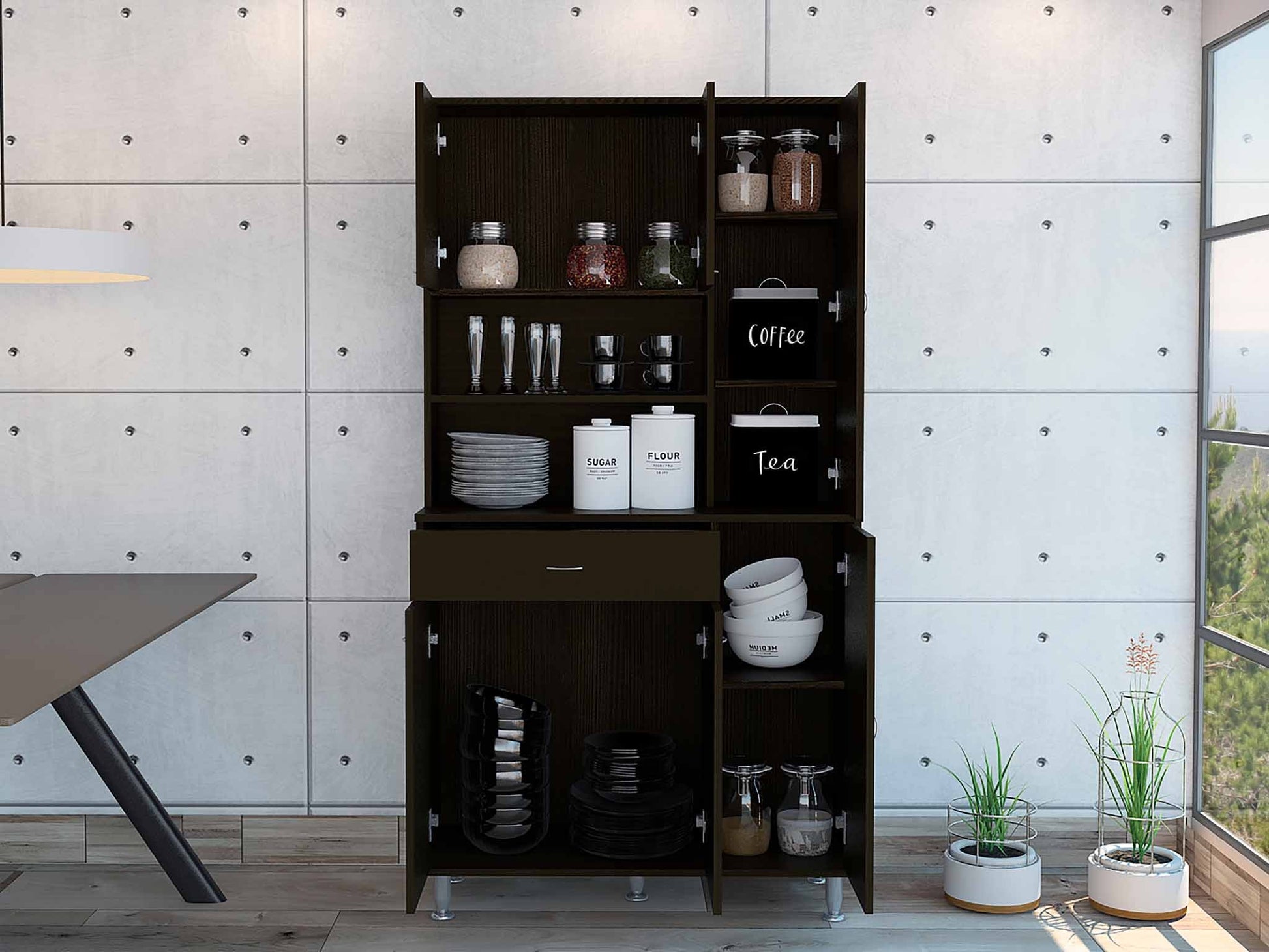 Milano White Pantry Cabinet By Homeroots | Cabinets | Modishstore - 7