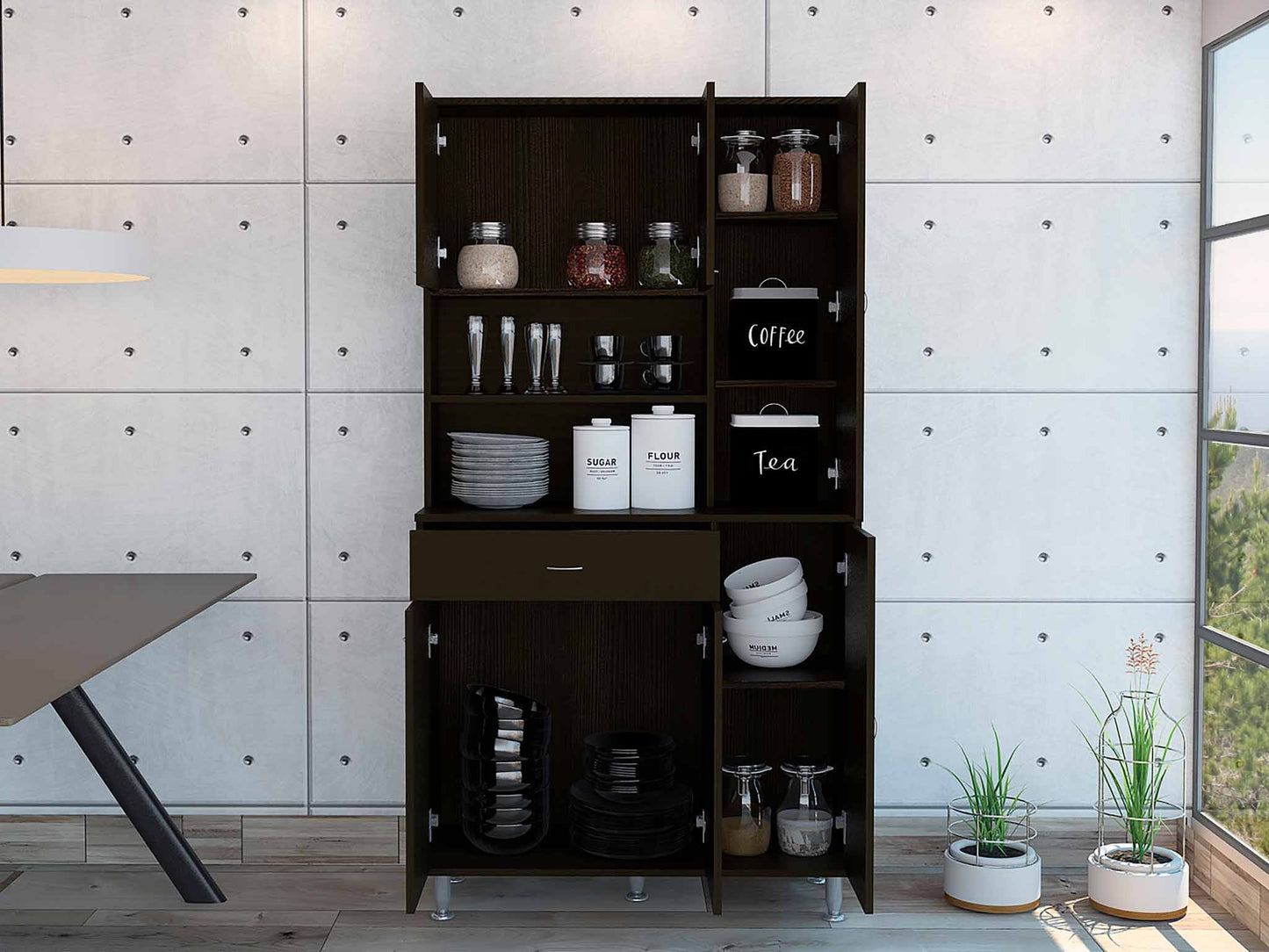 Milano White Pantry Cabinet By Homeroots | Cabinets | Modishstore - 7