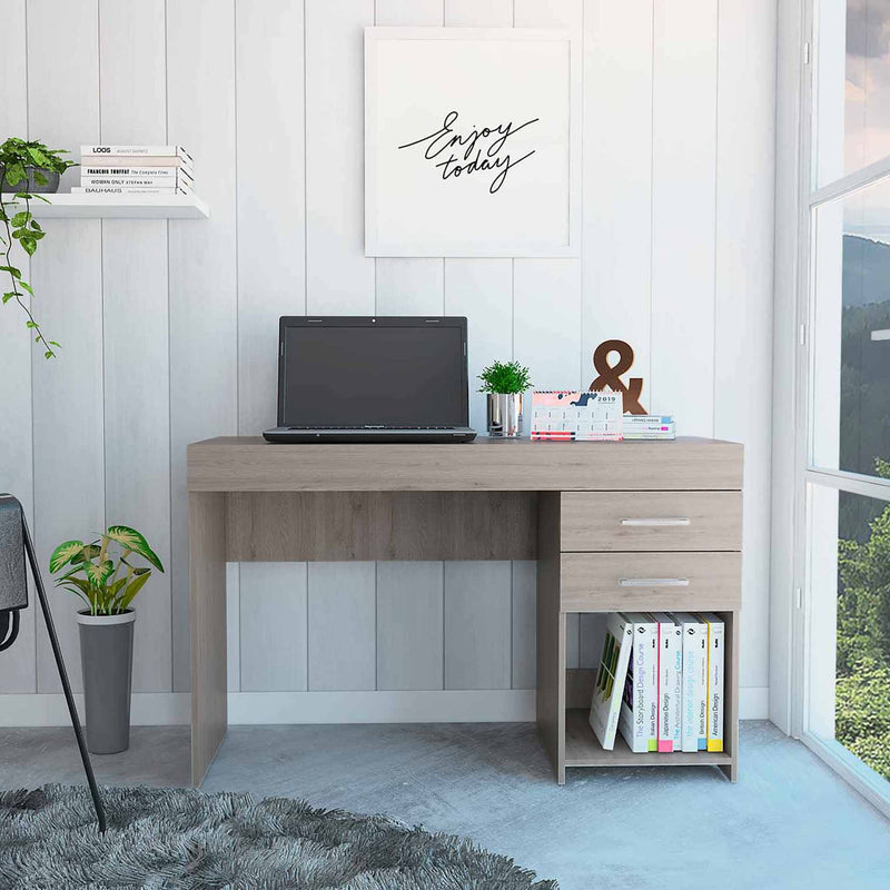 Deon Light Gray Two Drawer Computer Desk By Homeroots | Desks | Modishstore