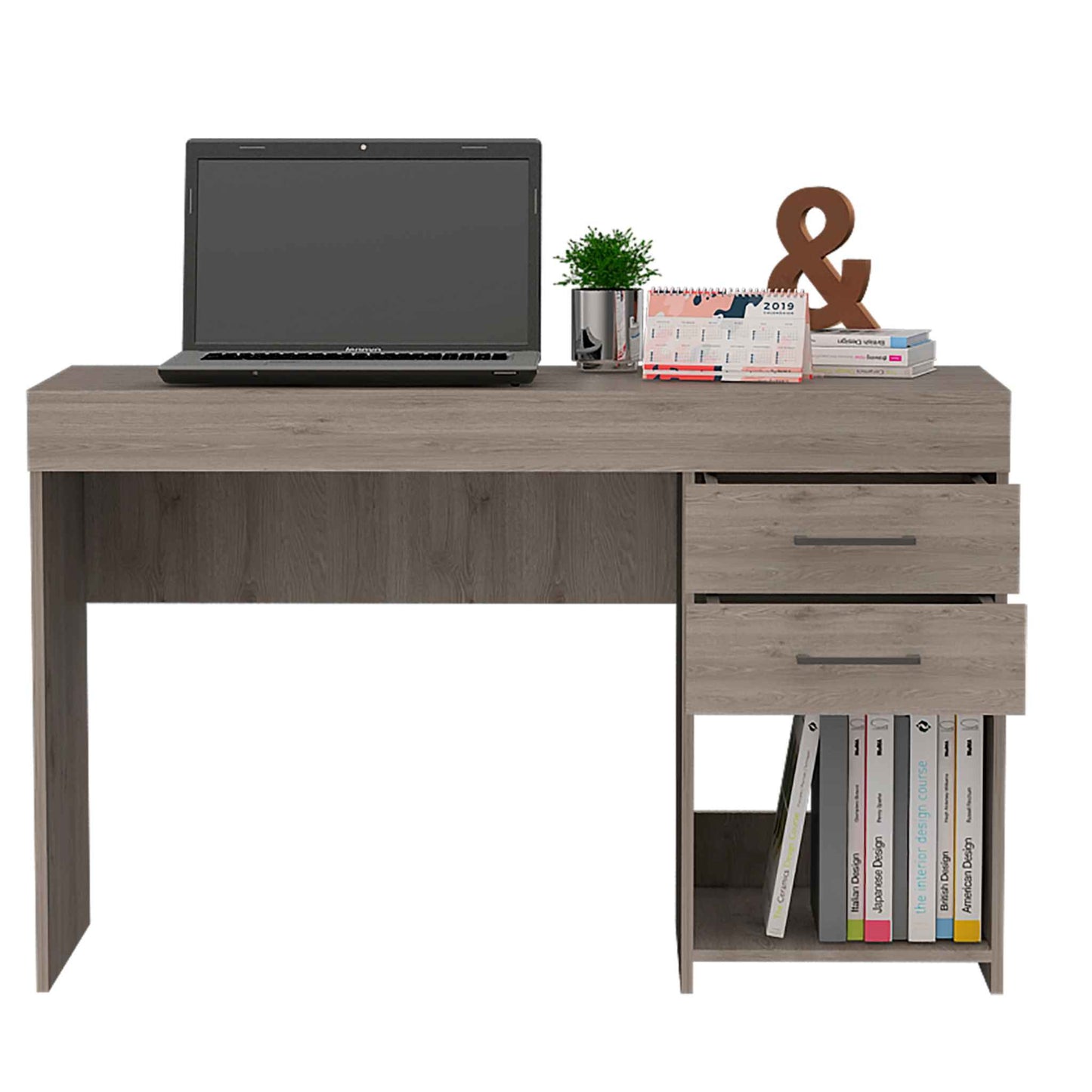 Deon Light Gray Two Drawer Computer Desk By Homeroots | Desks | Modishstore - 5