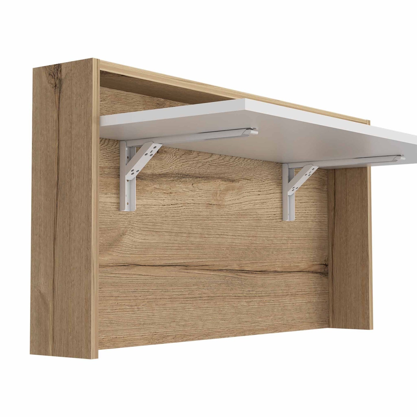 Mod White and Natural Folding Floating Desk By Homeroots | Desks | Modishstore - 5