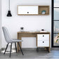 Mod White and Natural Two Piece Desk and Shelve Set By Homeroots | Desks | Modishstore