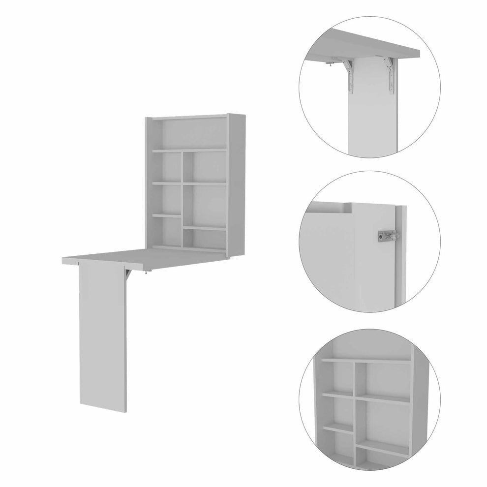 Modern White Retractable Desk or Bar Cabinet By Homeroots | Bar Tables | Modishstore - 4