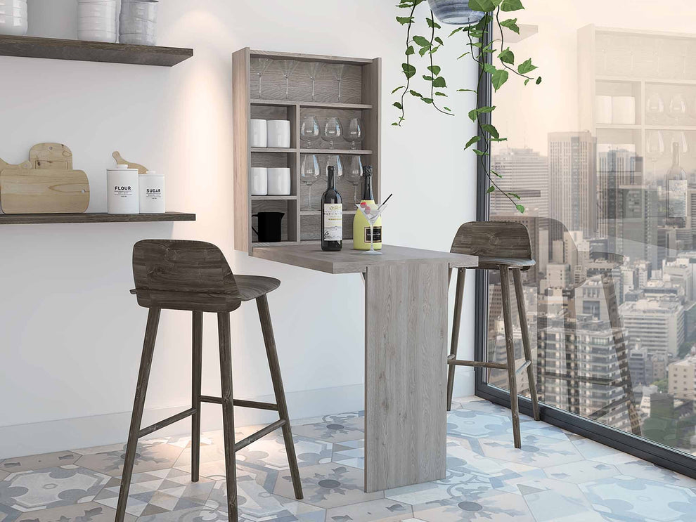 Modern Gray Retractable Desk or Bar Cabinet By Homeroots | Bar Tables | Modishstore - 3
