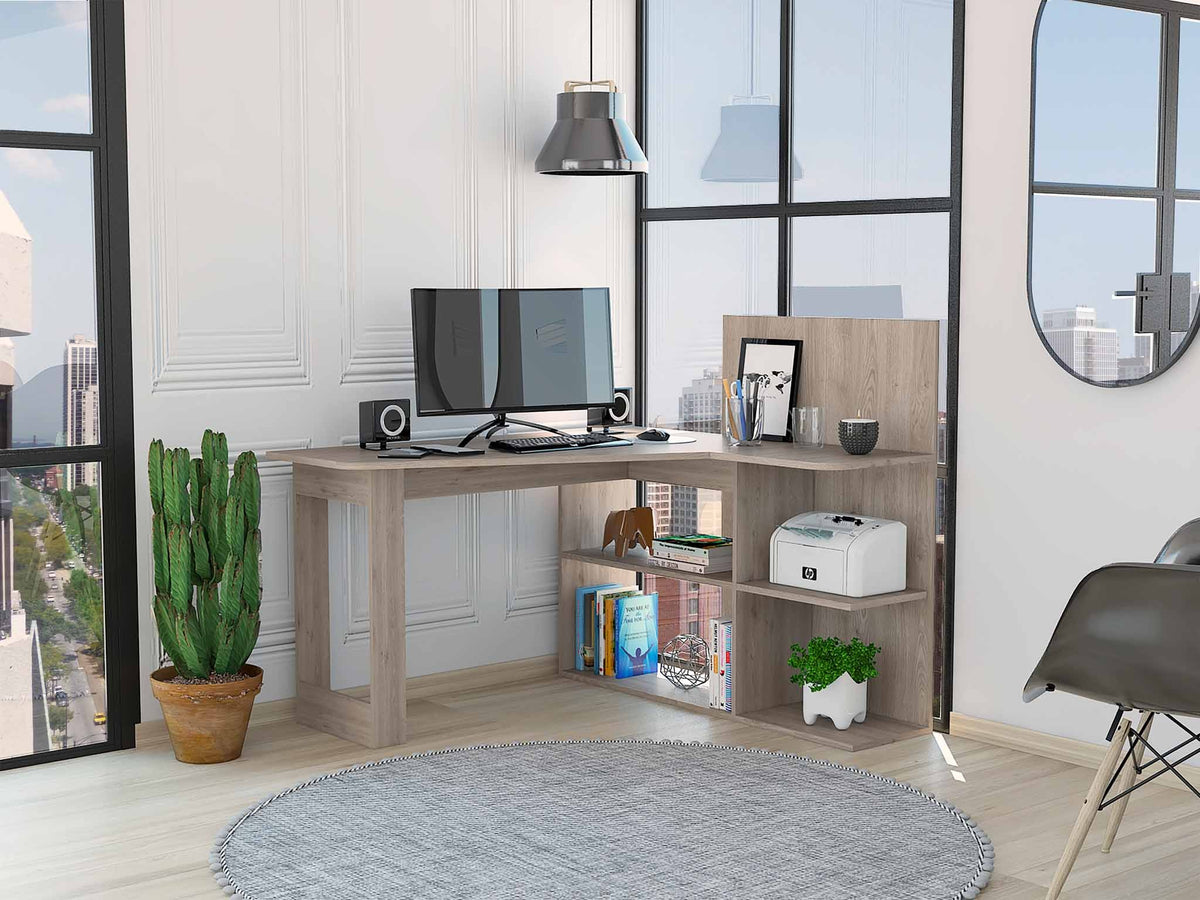 Marek Light Gray L Shaped Computer Desk By Homeroots | Desks | Modishstore