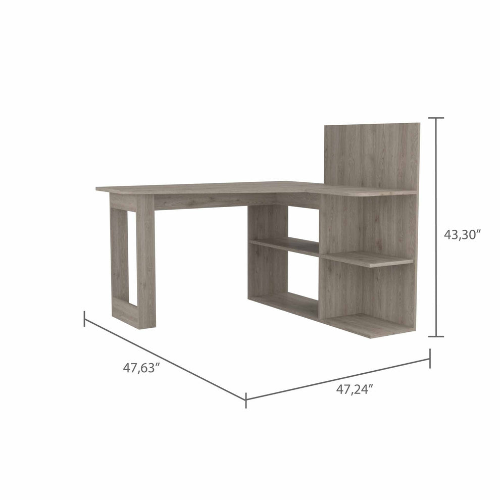 Marek Light Gray L Shaped Computer Desk By Homeroots | Desks | Modishstore - 2