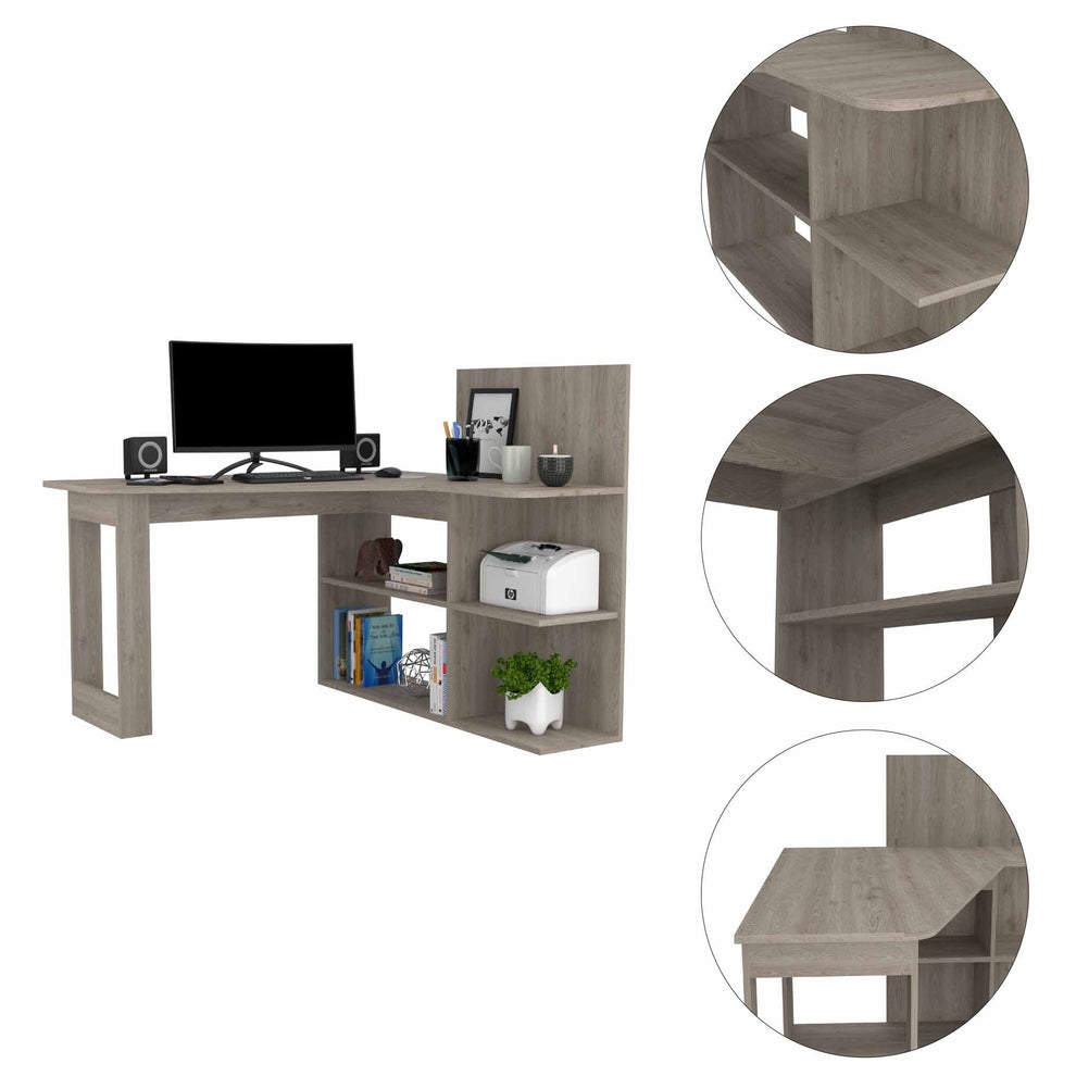 Marek Light Gray L Shaped Computer Desk By Homeroots | Desks | Modishstore - 3