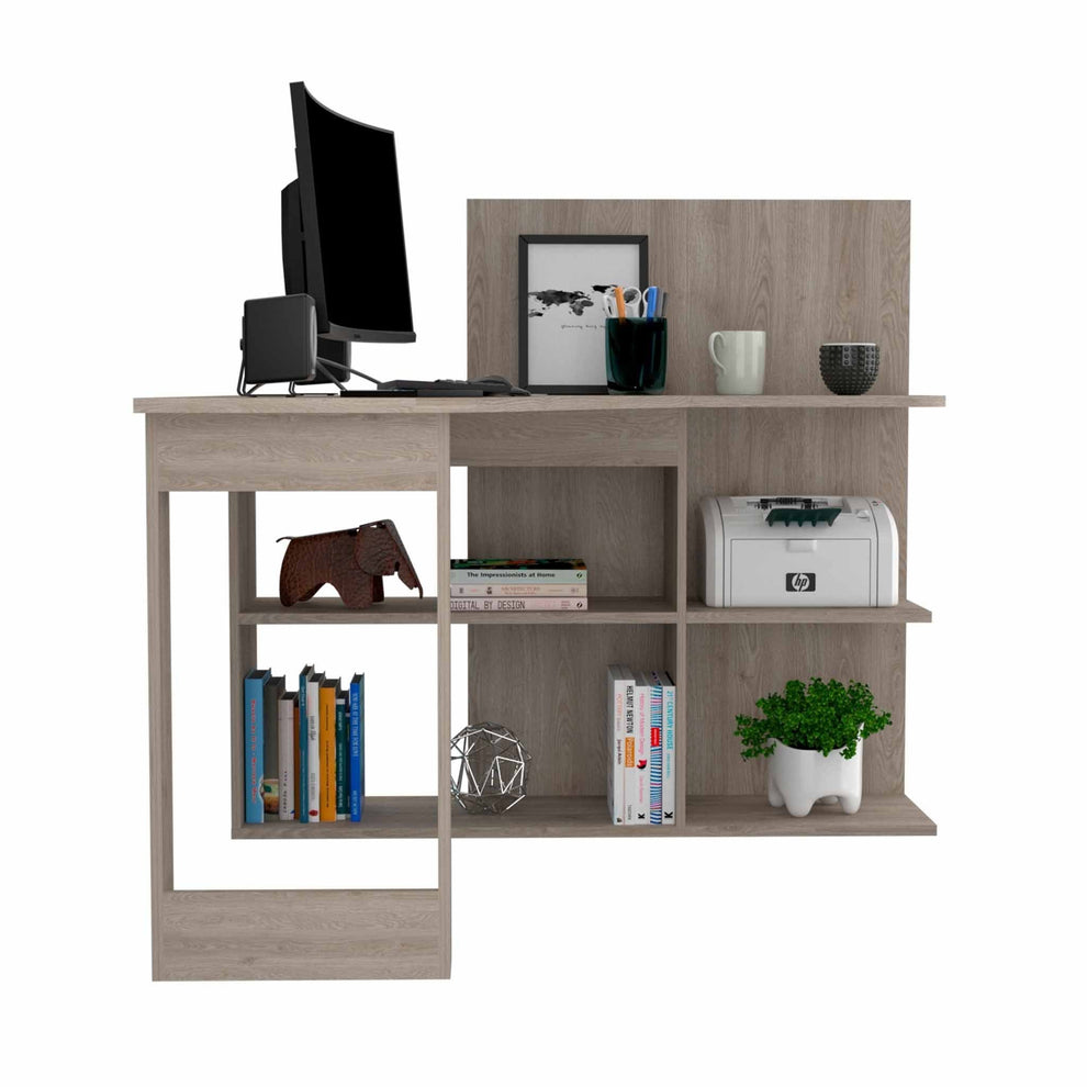 Marek Light Gray L Shaped Computer Desk By Homeroots | Desks | Modishstore - 5