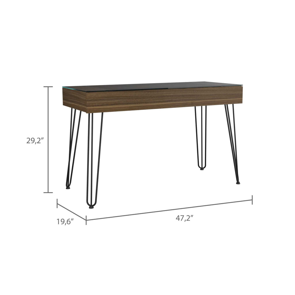 Modern Mahogany and Black Geometric Computer Desk By Homeroots | Desks | Modishstore - 2